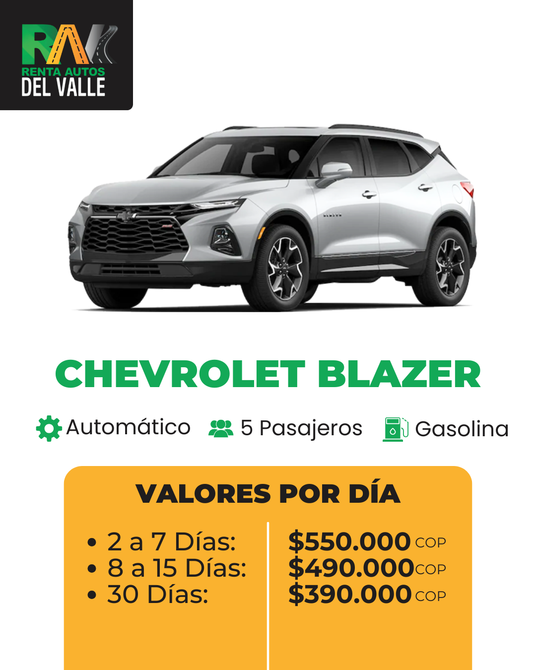 Alquiler Chevrolet Blazer Rav Cali