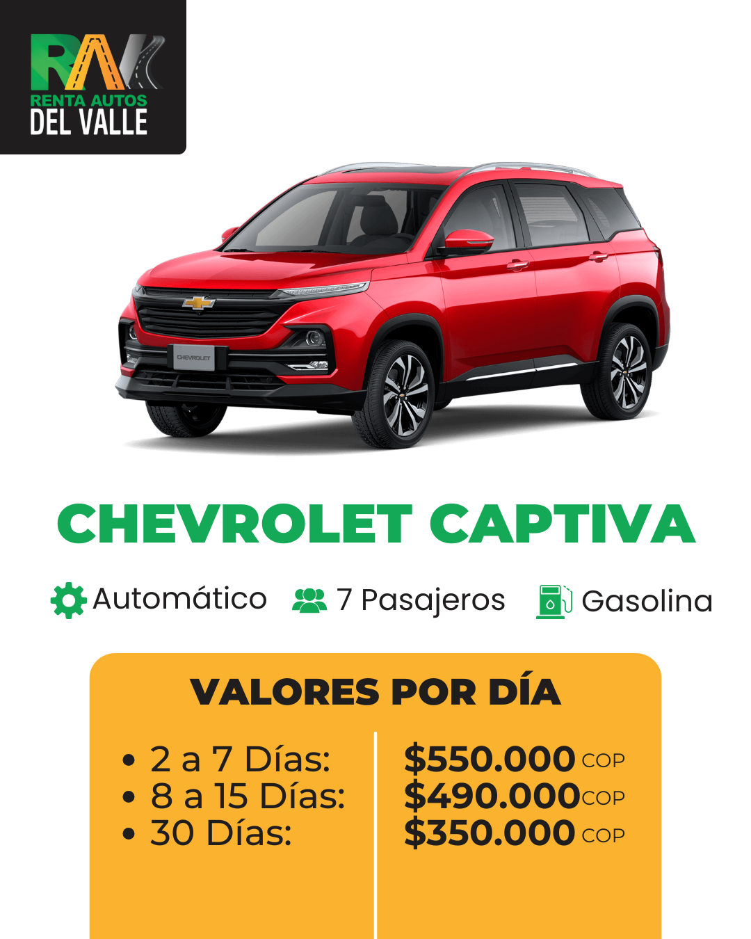 Alquiler Chevrolet Captiva Rav Cali