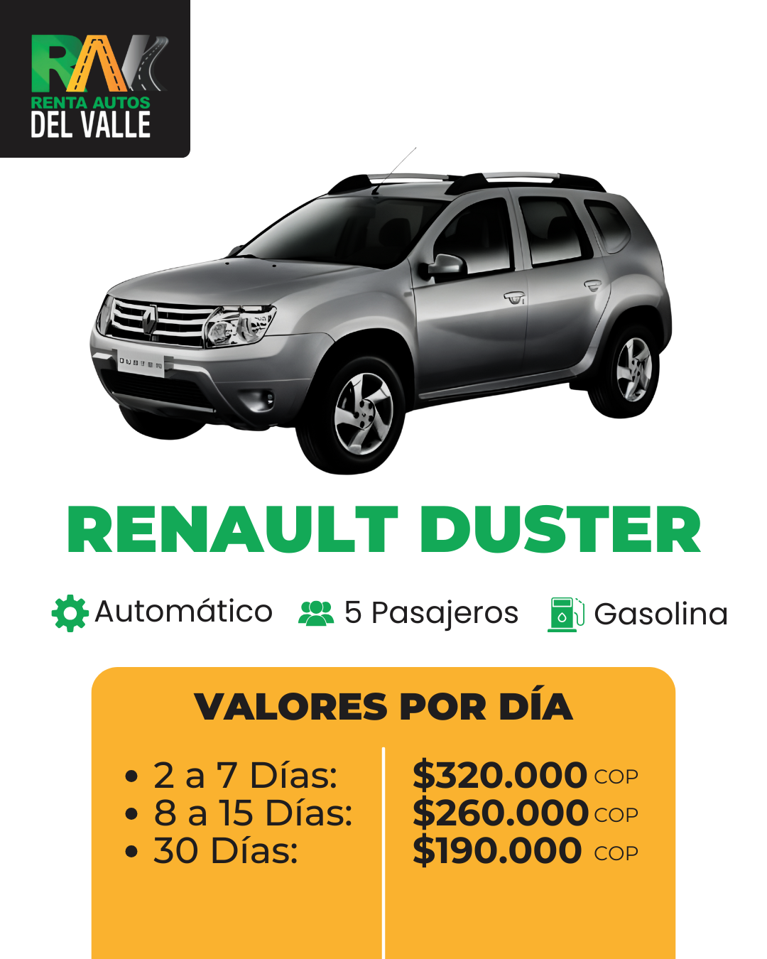 Alquiler Renault Duster 2 Rav Cali