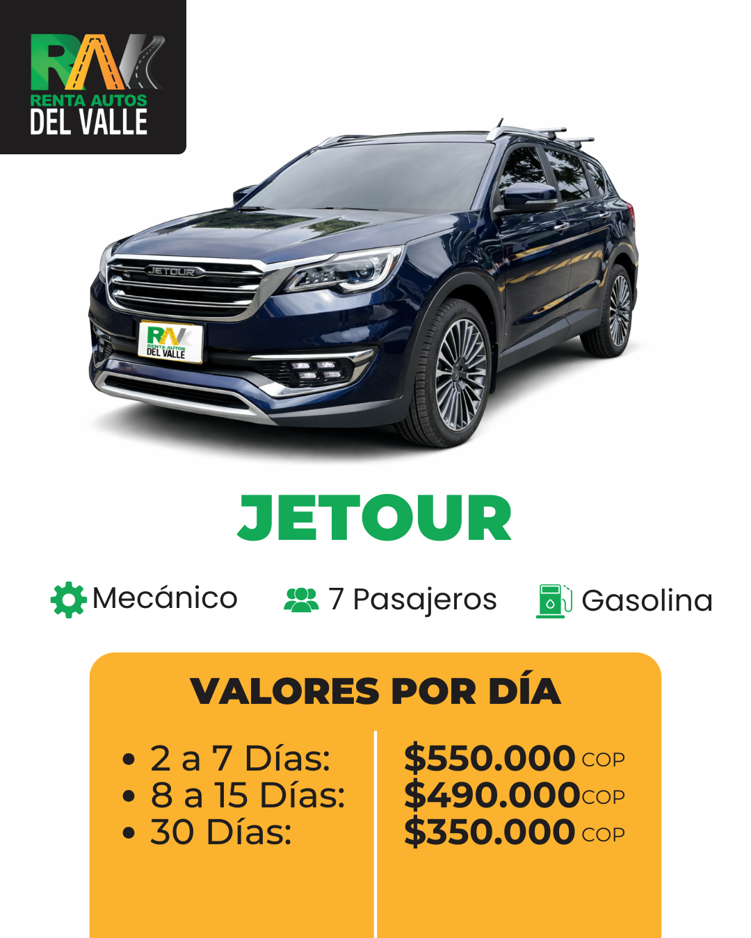 Alquiler Jetour Rav Cali