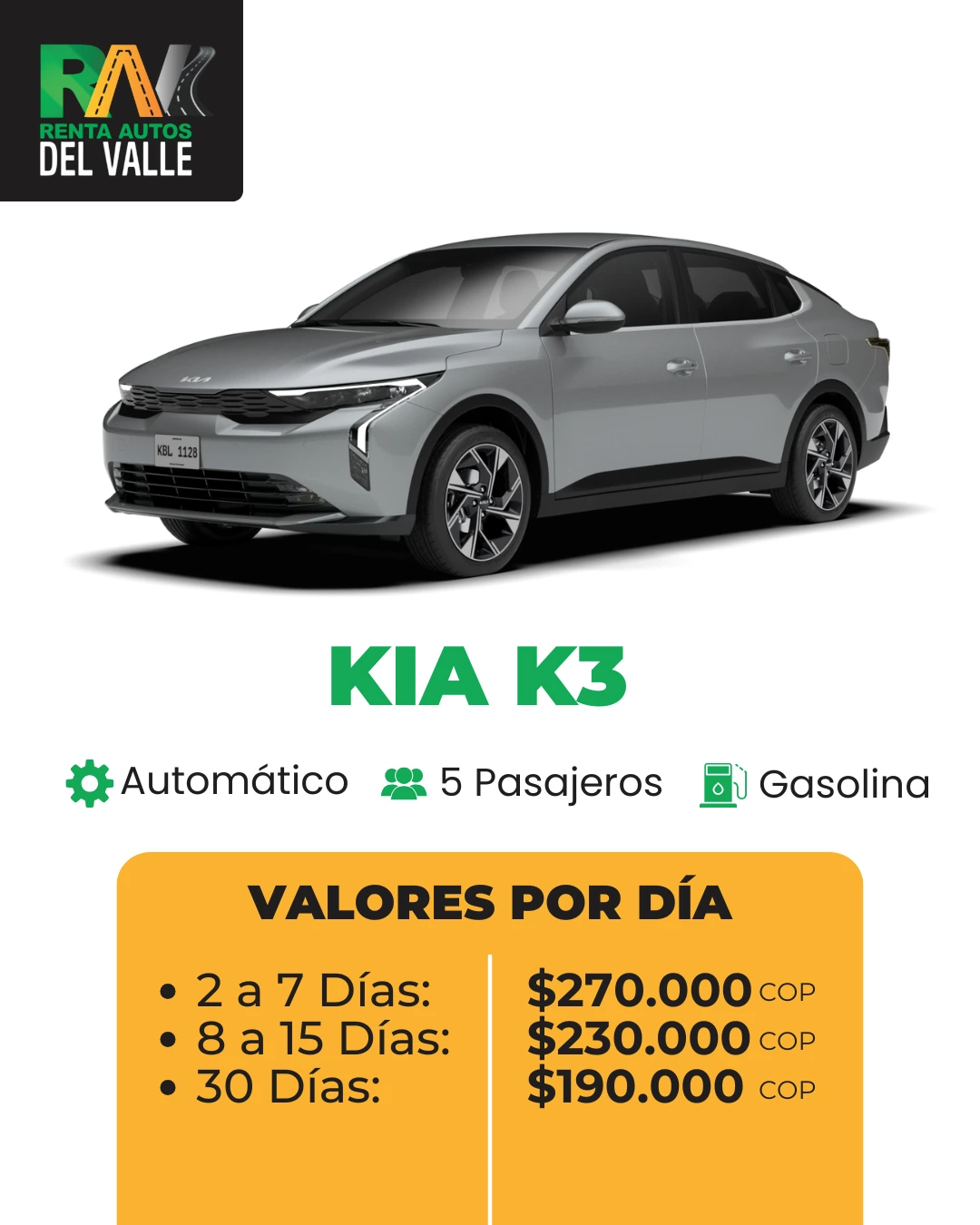 Alquiler Kia K3 Rav Cali