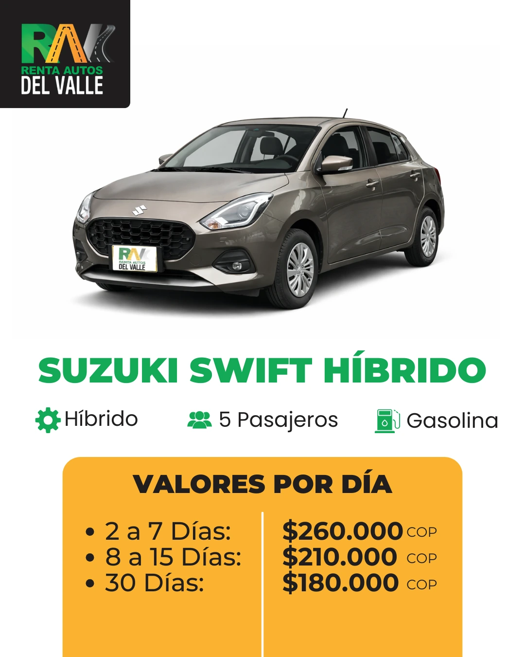 Alquiler Suzuki Swift Hibrido Rav Cali
